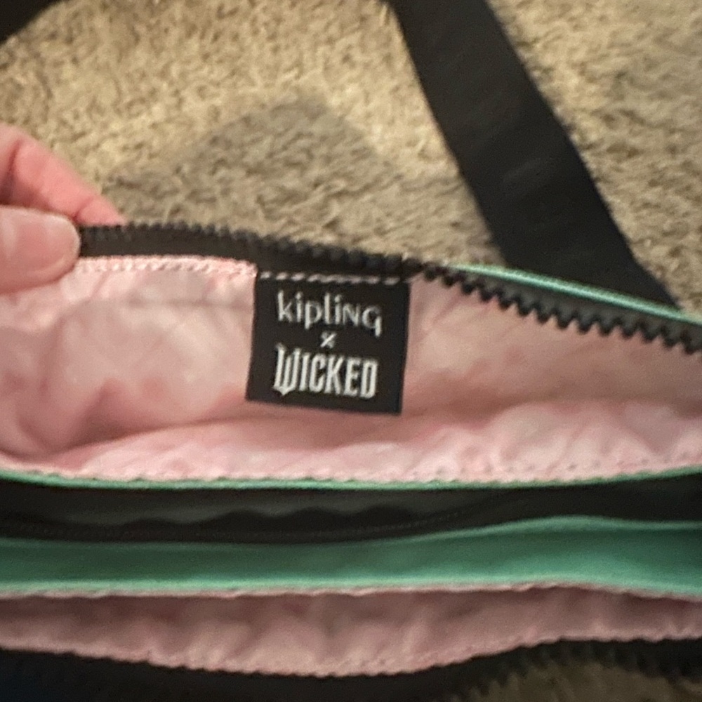 Kipling Wicked Riri Crossbody NWT has monkey keychain green pink ombré - Picture 10 of 10